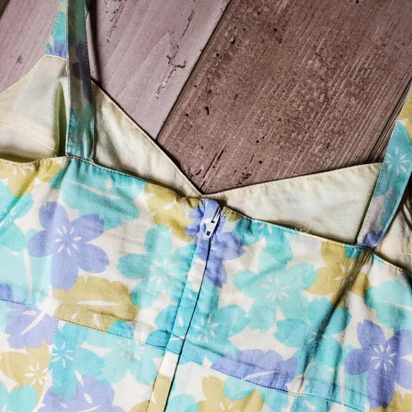 Eddie Bauer Blue Green and Cream Floral Vintage Sundress Size 4 - Picture 7 of 12